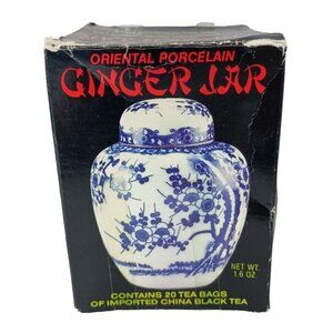 Holly Crest Oriental Porcelain Ginger Jar W/Lid Cherry Blossom Flower Design Vtg